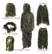 5 i 1 Ghillie Suit 3D Leaf Camo Kläder Kostymer Kamouflage Kläder inklusive jacka Byxor Huva Bärväska för barn Djungelfotografi Halloween