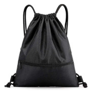 Rep Svart Oxford Tygväska (44*32cm), Sport Gym Väska Dragsko Väska Vattentät Dragsko Gym Väska med Extern Dragkedja för Sport Strandsemester