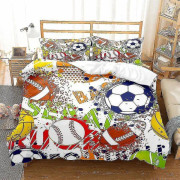 Fotboll Utskrift Sängkläder Set Baseball Fotboll Basket Mönster Cover Set Hem Sovrum Inredning Sängkläder Sängkläder-3