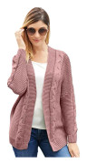 Damkofta Öppen framtill långärmad Chunky Stickad Cardigan Lös
