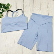 Yoga BH Shorts 2-delat Set Träningskläder Spandex För Kvinnor