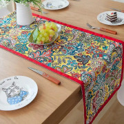 Bordsl?pare Bomull Bordsduk Kinesiska National Flora Print Holiday Party Skrivbord Ground Tyg|