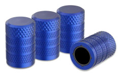 Däckventilskaftlock, blå, 4 st/förpackning, anodiserad aluminiumdäckventilskaftlock, korrosionsbeständig, universella skaftlock för bilar, lastbilar och motorcyklar