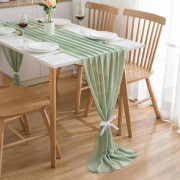 Chiffon Bordslöpare Bröllopsbordsdekoration Födelsedagsdekor, ZQKLA
