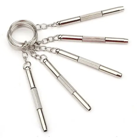 4-pack glasögon skruvmejsel, 3-i-1 mini skruvmejsel nyckelring,