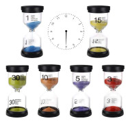 6 stycken timglas sandklocka timglas för barn nedräkningstimer 1、3、5、10、15、30 minuter för tandborstning dusch barnleksakspresenter kök hem kontor