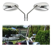 Motorcykelspegel, Universal Chrome Motorcykelspegel för H0NDA, Suzuki, Aprilia och Cruiser Scooter（2st-silver）