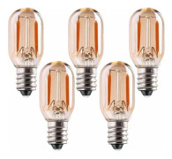 E14 1w LED-lampa, Triomphe T22 Vintage Amber Glow 10w Rörformad Nattlampa E14 Glödlampa Ersättning Kandelaberbas LED Filament Skylt Super Varm Vit 2200K Icke-Dimbar 5-Pack [Clas