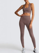 Yoga Set Dam Leggings + BH Dam Gym Kläder Sportdräkter