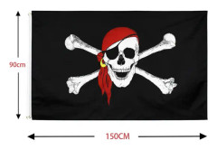 Stor Dödskalle Piratflagga Röd Bandana Ben Dubbel Dödskalle DIY Dekor B 90x150cm