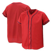 Baseballtröja för män och kvinnor, basebolltröjor för skräddarsydda skjortor med knappar, hipster hiphop sportuniformer red xl