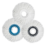 3 delar utbyteshuvud för roterande mopp, mikrofiber bomullsmoppehuvud, universal 16 cm moppduk
