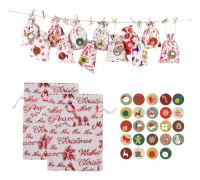 Förgylld bomulls- och linne-julklappspåse ankomstkalender dekoration