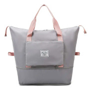 Wet Dry Separation Sports Tote Axelväska Vikbar Expanderbar Yoga Gym Bag Stor kapacitet Resväska Dam Förvaringsväska Gray Pink