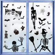 Halloween-dekorationer, Halloween-fönsterdekaler, 9 ark 66 stycken fönsterdekaler för Halloween D