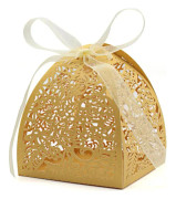 Paket med 100 Laser Cut Rose Candy Boxes, Favor Boxes 2,5" x 2,5"x