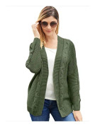 Damkofta Öppen framtill långärmad Chunky Stickad Cardigan Lös