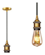 E27 Sockel, E27 Ljuskrona Pendel Lamp Sockel, Med 1,5 m flätad Tråd, För E27 Lampa, Edison Retro Pendel Lampa, För Restaurang