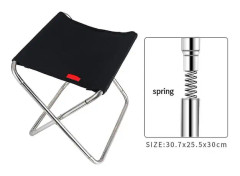 Fjäderfällbar pall i rostfritt stål Utomhusfiske Camping Grill Fällbar pallstol (svart)