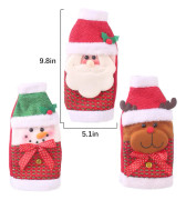 Cover, 3st Santa Rensnögubbe Rödvinsflaska Tröja dekorationsöverdrag med vit plysch, för julfest bordsdekoration