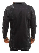 Jeansjacka Lång jeansjacka för män Moderiktig jacka för vår och höst BLACK XL