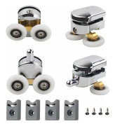 MINKUROW Ersättningsdubbelhjul Set med 4 dubbla hjul Ersättningsfästhjul Skjutdörr Rullrulldörr Duschdörrrullar 23mm