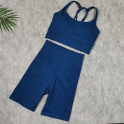 Yoga BH Shorts 2-delat Set Träningskläder Spandex För Kvinnor