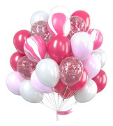 Rosa ballonger, 70 st partyballonger, rosa ballonger, konfettiballonger, rosa och vita ballonger, rosa festdekorationer, 1:a födelsedag