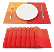 Set med 8 Vinyl Underlägg 45 cm x 30 cm, Röd, Slitstark, Värme