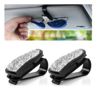 Bling glasögonhållare för solskydd i bilen, fashion kristall strass