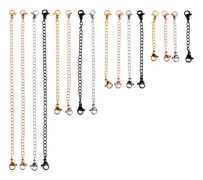 16 st rostfria halsband och armband förlängningskedjor för smyckestillverkning, 4 färger och 4 storlekar