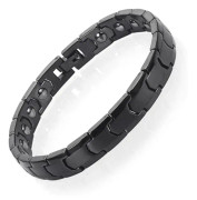 Magnetiskt armband, magnetiskt terapiarmband i titanstål, fullt magnetiskt armband med 18 magneter (svart)