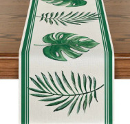 Dekorativ sommar bordslöpare 33 x 180CM (gröna blad), c