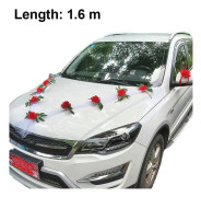 Bröllopsbil Blomma tallrik Ribbon bågar Set med plysch björn
