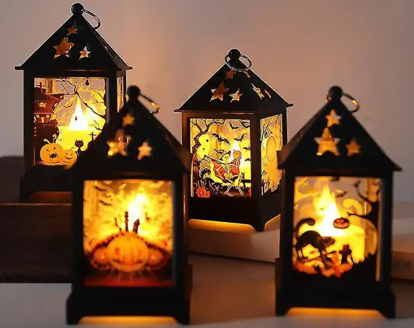 Halloween Hängande Led Lantern Led Ljusstake Halloween Utomhus Inomhusdekoration Heminredning Spökhusprydnader Ns2（Häxa）