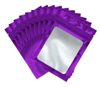 100 st Mylar-påsar återanvändbara läckagesäkra tätningsbara smyckespåsar (8X13CM, lila) Purple 8*13cm