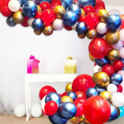 80 st röd blå vit ballongbågsset, rechuan metallisk guld blå ballonggirlangset för superhjälte-temafest, födelsedagsdekoration, examensfest