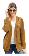 Damkofta Öppen framtill långärmad Chunky Stickad Cardigan Lös