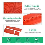 4 st gummiträverktyg i gummi för målning av kammar i konstgjort trä DIY imitation färgvalsar för möbler väggdekor (röd)