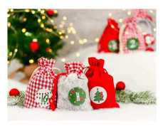 24 Tygpåsar för att fylla adventskalendern - Använd baggarn och klämmor - Dekorera dina egna tygpåsar - Presentpåsar