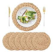 6 st Vävda Bordstabletter 30 cm, Naturlig Handvävd Vattenhyacint, ZQKLA