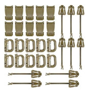 30 st utomhus taktisk utrustning (lerfärg), multifunktionell taktisk ryggsäckshängspänne, specialspänne för utomhusbruk, mini metallryggsäckshängspänneset för bergsklättring, fiske och andra aktiviteter