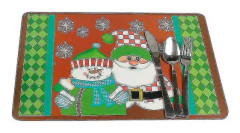 12st vattentäta bordstabletter Underlägg Matbordsmattor Juldekoration till kök Restaurang högkvalitativ jultomte som håller i en snögubbe