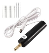 MINKUROW 0,7-1,2 mm minihartsborrmaskin USB borr för smycketillverkning Skruvsats med 13 borrskär (svart)