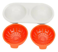 Mikrovågsugn Poacher (Orange), Ångad Ägg, Dubbelskikts Non-Stick Kastrull med Lock för Matlagning Ägg i Köket