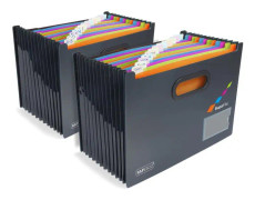 Rapesco - 1729 - SupaFile Twin Pack A4 horisontella kilsorterare med 13 flerfärgade fack, svart