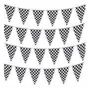 Svartvita rutiga flaggor 196' FT vimpel racing banner - N