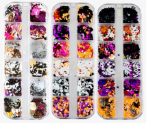 4 lådor Halloween Nail Art Glitter Sequins, 3D Holographic Skull