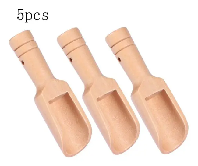 5-pack träskedar med runda handtag Badsaltskedar, godis, kryddor, kökstillbehör