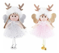 Julgranshänge plysch nätgarn paljetter Antler Angel 2 st IC